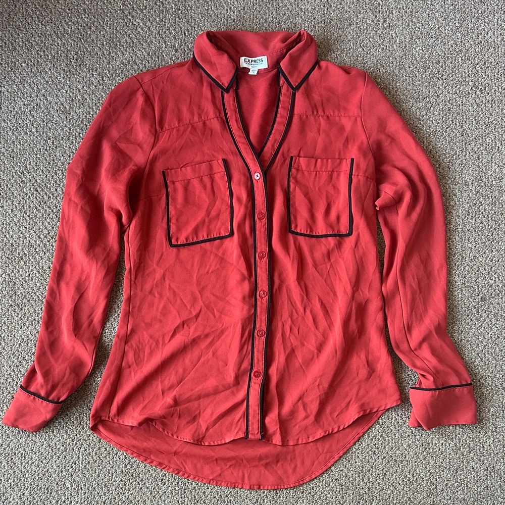 Express Orange Shirt with Black Piping